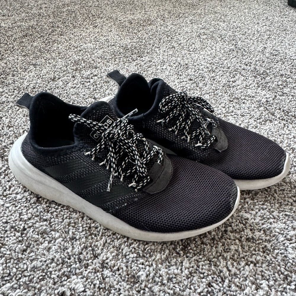 adidas women’s Black Sneakers with White Sole size 8